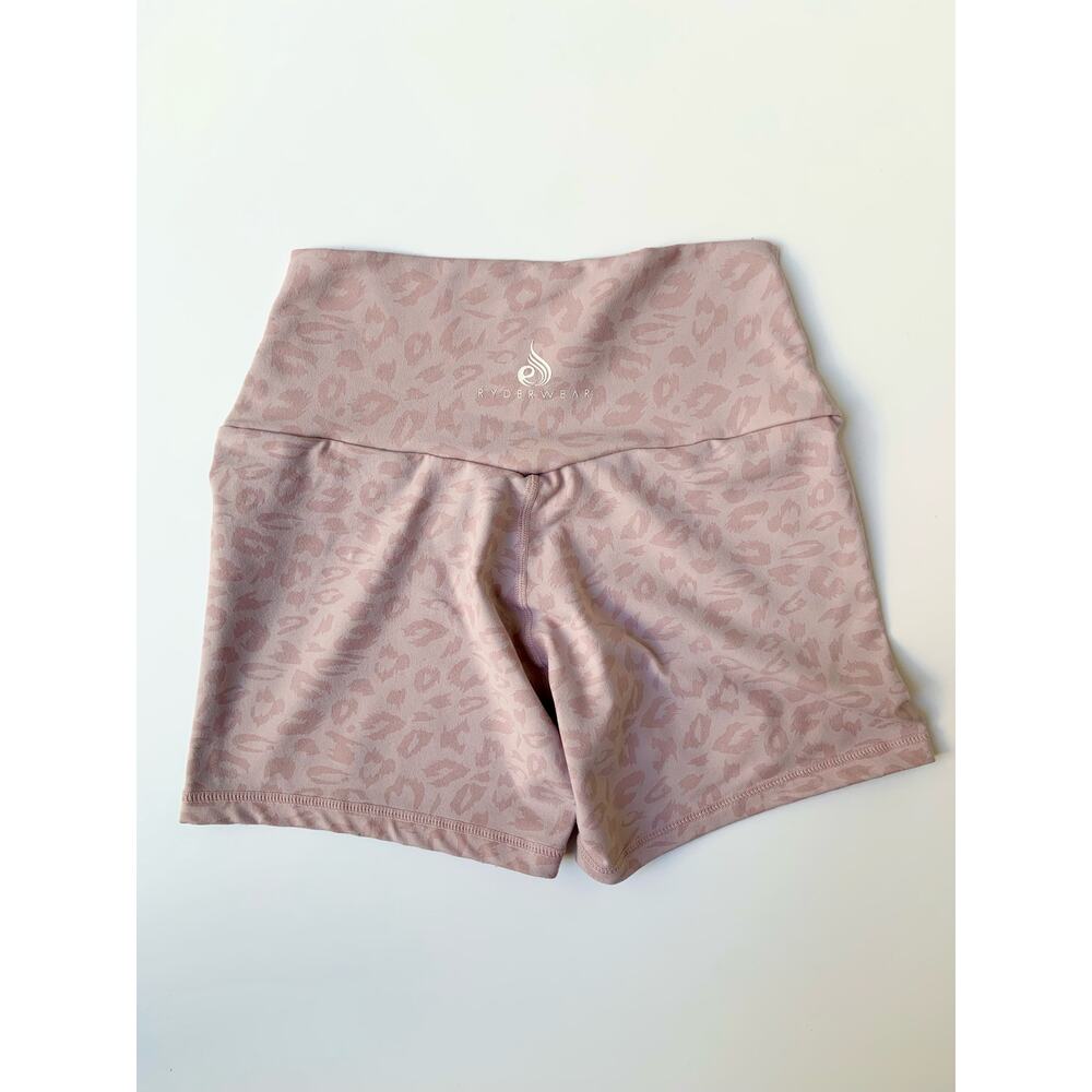 Ryderwear Light Pink Cheetah Print Active wear High Waisted Shorts Women's SZ XS - Picture 6 of 8